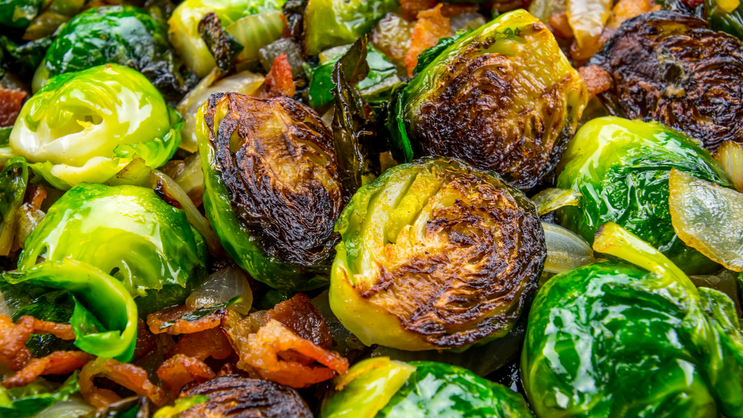 Savory, Meet Sweet: Buckwheat Honey Malt Vinegar Brussel Sprouts With Bacon