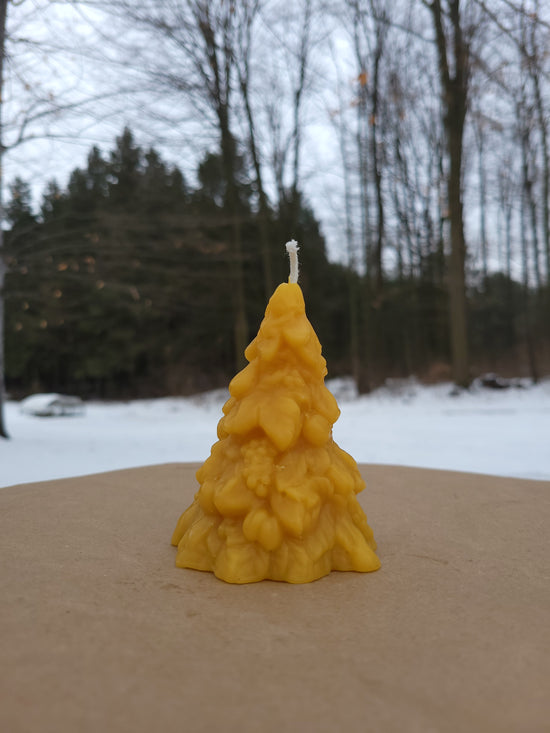 Wide Beeswax Christmas Tree Candle 