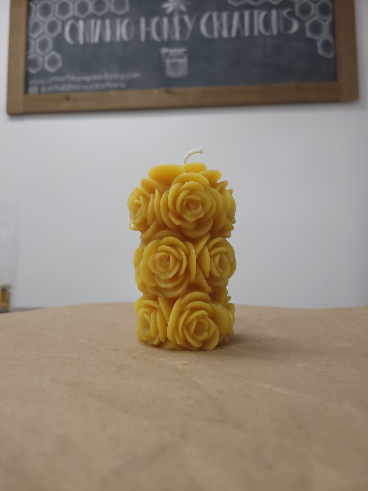 Rose Petal Beeswax Candle 