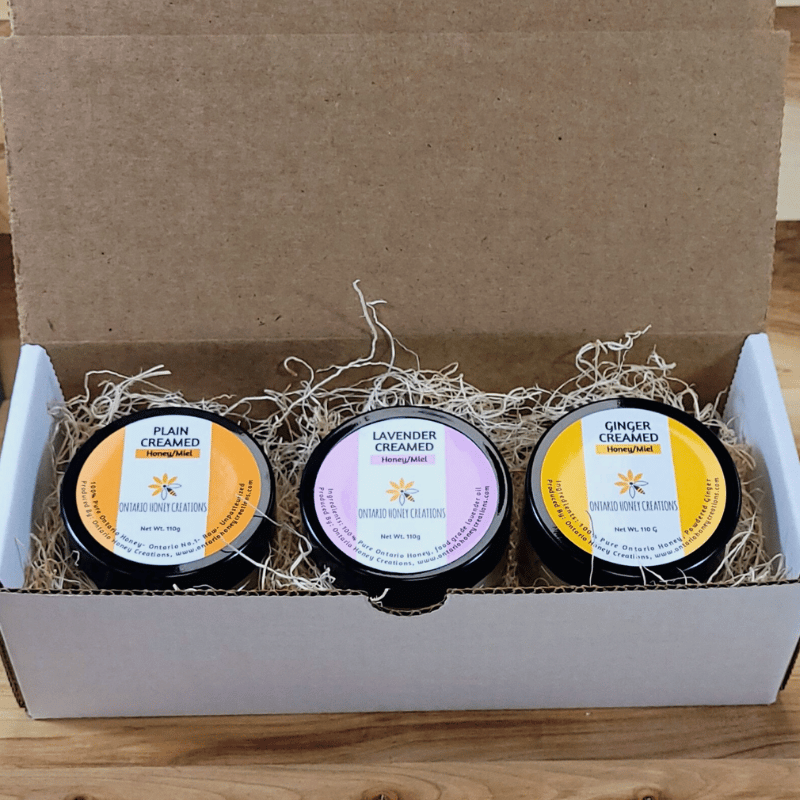 Box of 3 110g Creamed Honeys - Plain, Lavender, & Ginger