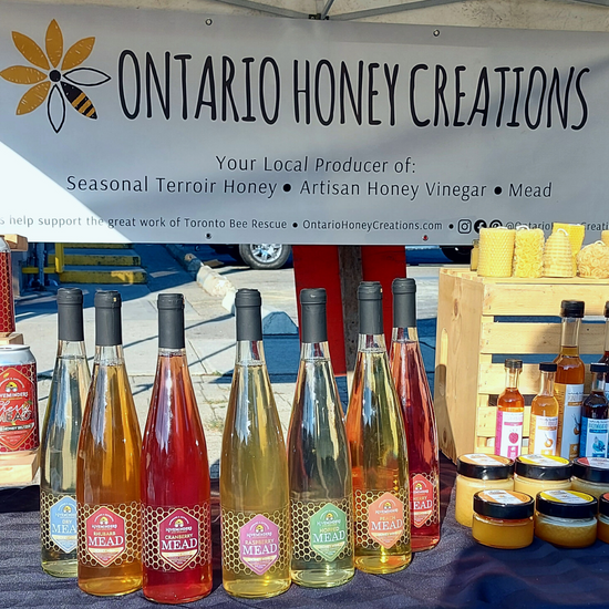 Ontario Honey Creations' table at the Orangeville Farmers Market. 