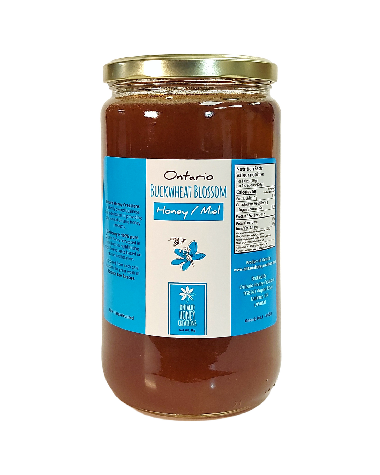 1kg Raw Ontario Buckwheat Honey